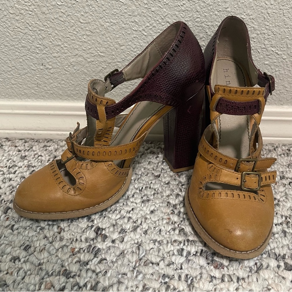 Hinge | Yellow and Purple Block Heels